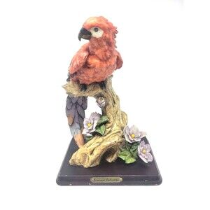 Giovanni Collection Resin Cast Parrot Figurine 11.5" - Vintage Italian Sculpture